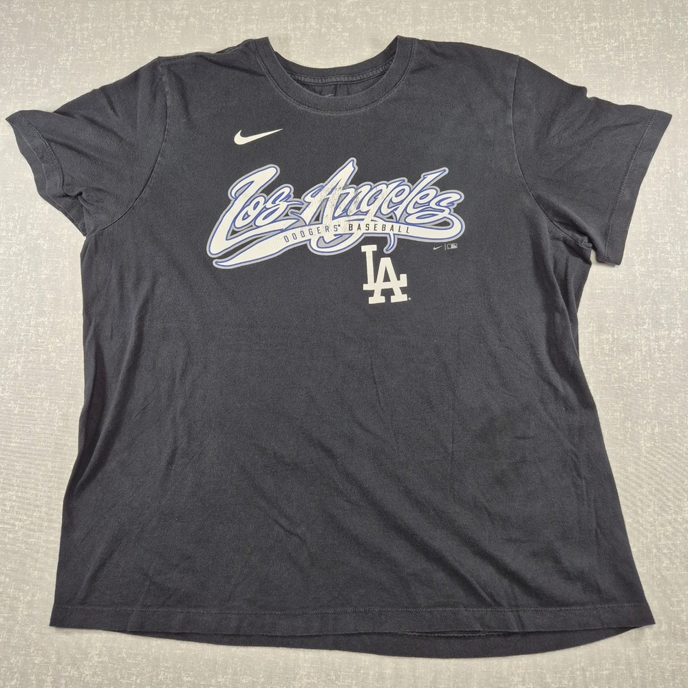 Nike Los Angeles Dodgers Baseball T-Shirt Mens XL Black Short Sleeve LA Logo